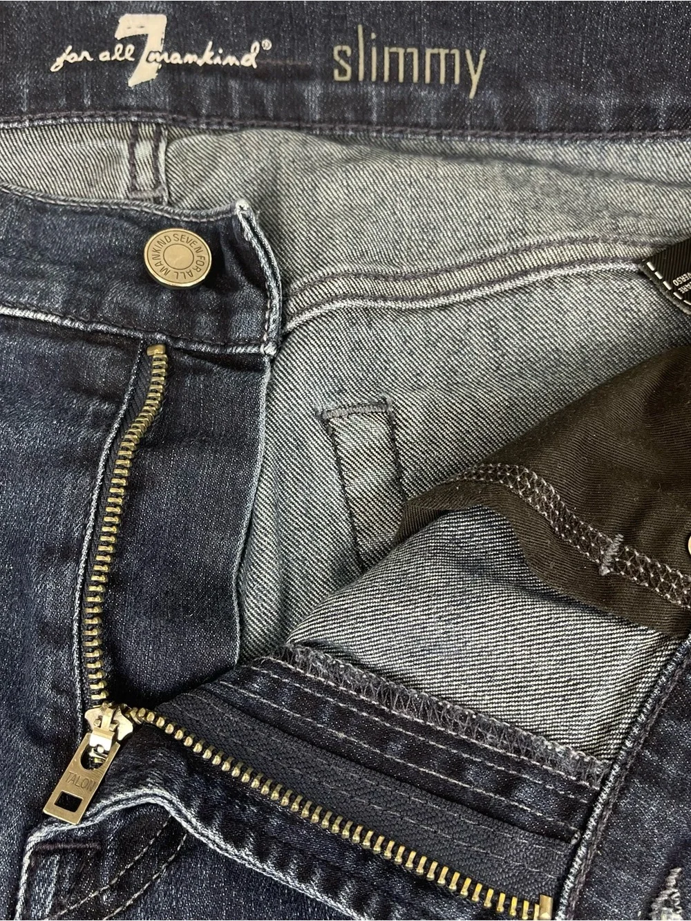 7 For All Mankind Jeans Mens 36x30 Blue Slimmy Slim Straight Stretch Dark Wash
